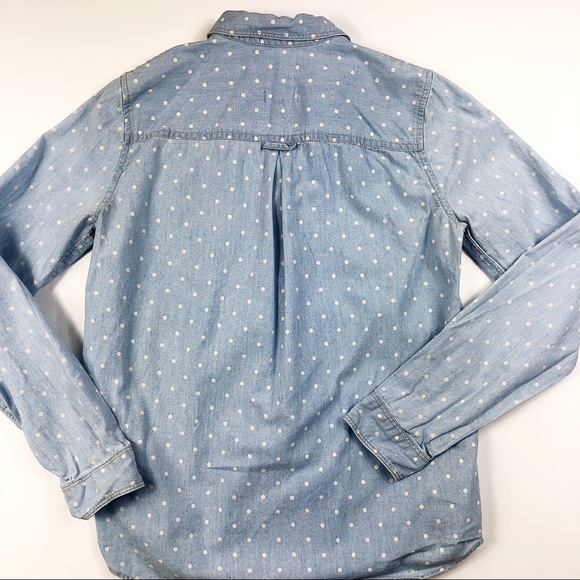 Madewell Dotted Chambray Long Sleeve Shirt Sz XS - Picture 5 of 8